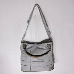 Luxanne Elegant Gray Faux Leather Shoulder Bag Purse Handbag Tote